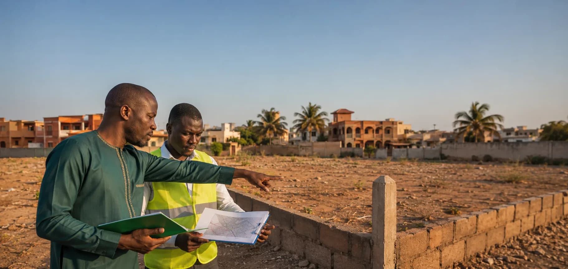 Vérification d'un terrain et de ses limites à Dakar